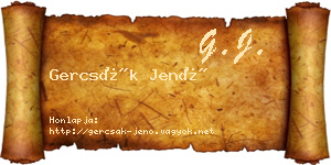 Gercsák Jenő névjegykártya